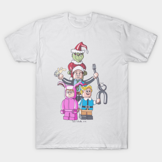 Lego Christmas Holidays Ralpie, Clark Griswald, Hermie the elf and The Grinch T-Shirt-TOZ